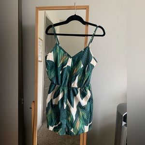 Shein Palm Leaf Romper / Swimsuit cover up, size Medium